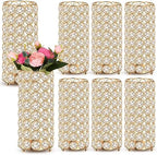 8 Pcs Crystal Flower Vases for Wedding Table Centerpieces, Gold in Gold