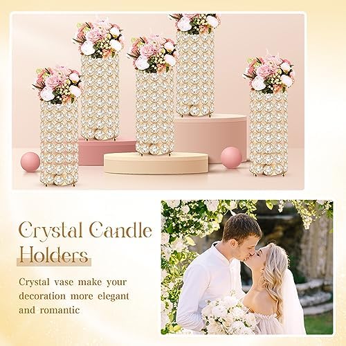 8 Pcs Crystal Flower Vases for Wedding Table Centerpieces, Gold in Gold, alternate view 4