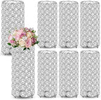 8 Pcs Crystal Flower Vases for Wedding Table Centerpieces, Silver in Silver