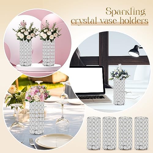 8 Pcs Crystal Flower Vases for Wedding Table Centerpieces, Silver in Silver, alternate view 4