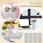 8 Pcs Crystal Flower Vases for Wedding Table Centerpieces, Silver in Silver, alternate view 4