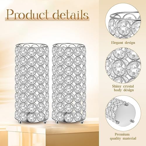 8 Pcs Crystal Flower Vases for Wedding Table Centerpieces, Silver in Silver, alternate view 5