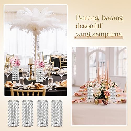 8 Pcs Crystal Flower Vases for Wedding Table Centerpieces, Silver in Silver, alternate view 6