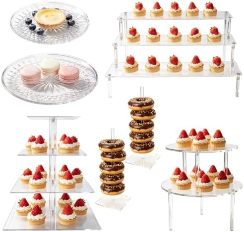 8 PCS Dessert Table Display Set, Acrylic Cup Cake Tower Stand, Dessert Display, Dessert Tray Clear Acrylic