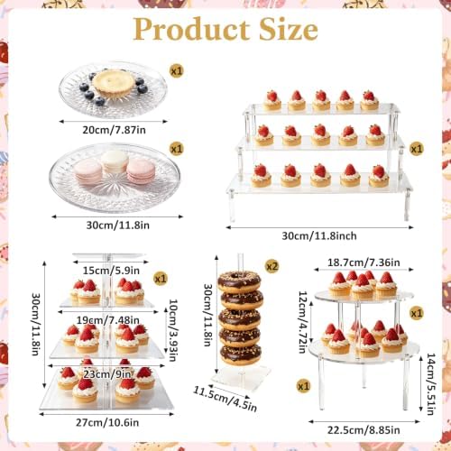 8 PCS Dessert Table Display Set, Acrylic Cup Cake Tower Stand, Dessert Display, Dessert Tray Clear Acrylic, alternate view 3