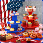 8 Pcs Dessert Table Display Set with 2 x 3-Tier Cardboard Cupcake Stand Tower 4 x Rectangle Serving Trays 2 x, alternate view