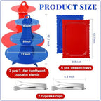8 Pcs Dessert Table Display Set with 2 x 3-Tier Cardboard Cupcake Stand Tower 4 x Rectangle Serving Trays 2 x, alternate view