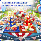 8 Pcs Dessert Table Display Set with 2 x 3-Tier Cardboard Cupcake Stand Tower 4 x Rectangle Serving Trays 2 x, alternate view