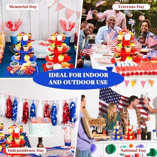 8 Pcs Dessert Table Display Set with 2 x 3-Tier Cardboard Cupcake Stand Tower 4 x Rectangle Serving Trays 2 x, alternate view