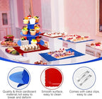 8 Pcs Dessert Table Display Set with 2 x 3-Tier Cardboard Cupcake Stand Tower 4 x Rectangle Serving Trays 2 x, alternate view