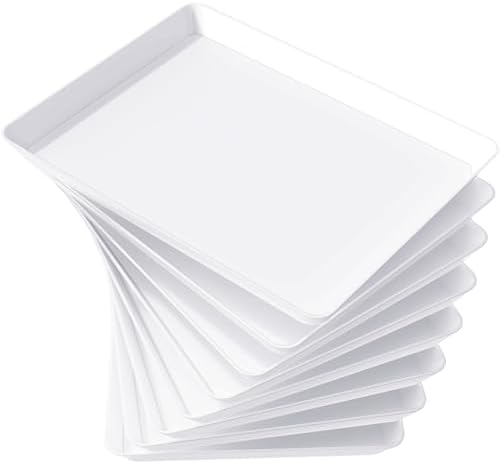 8 Pcs Extra Large Serving Trays for Party, 16" x 12" Food Platters in White