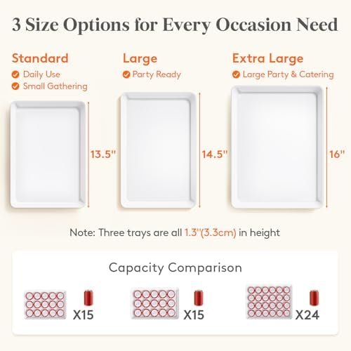 8 Pcs Extra Large Serving Trays for Party, 16" x 12" Food Platters in White, alternate view 5