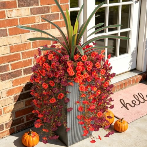 8 PCS Fall Artificial Morning Glory Flowers for Outdoors+Ochid Fake plants