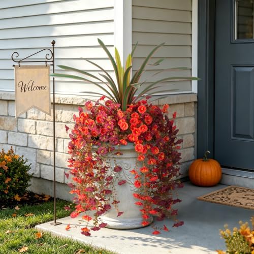 8 PCS Fall Artificial Morning Glory Flowers for Outdoors+Ochid Fake plants, alternate view 5