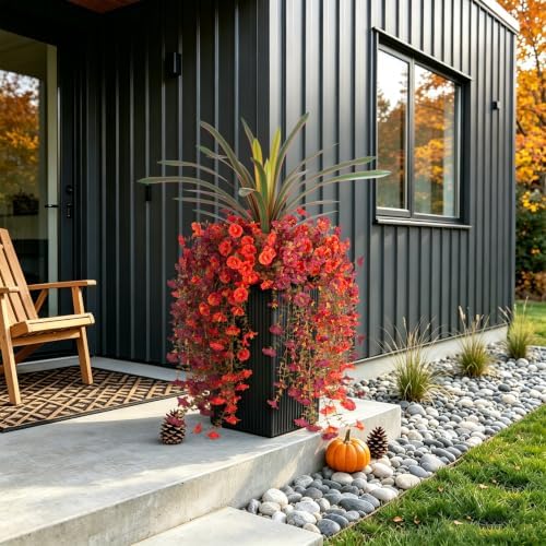 8 PCS Fall Artificial Morning Glory Flowers for Outdoors+Ochid Fake plants, alternate view 6