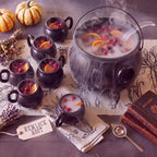 8 Pcs Halloween Cauldron Punch Bowl Set, 12.6 Inch Witch Cauldron Candy Bowl with Ladle and 6 Mini Black Cups