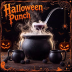 8 Pcs Halloween Cauldron Punch Bowl Set, 12.6 Inch Witch Cauldron Candy Bowl with Ladle and 6 Mini Black Cups, alternate view