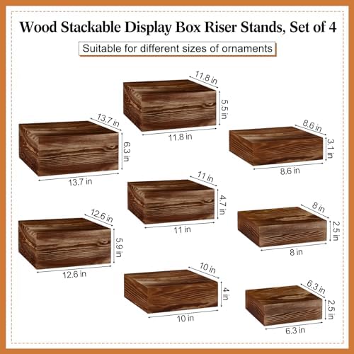 8 Pcs Large 13.7" Wood Risers Display, Black Brown in Black Brown, alternate view 2