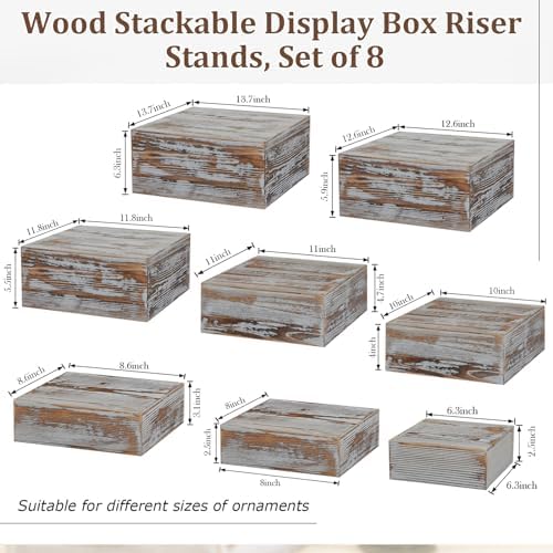 8 Pcs Large 13.7" Wood Risers Display, Brown in Black Brown, alternate view 2