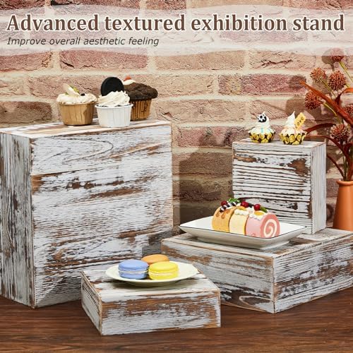 8 Pcs Large 13.7" Wood Risers Display, Brown in Black Brown, alternate view 5