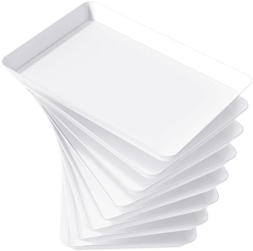 8 Pcs Large Serving Tray for Party, 15" x 10" Food Serving Platter in White