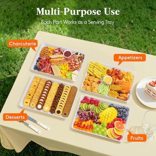 8 Pcs Large Serving Tray for Party, 15" x 10" Food Serving Platter in White, alternate view 5