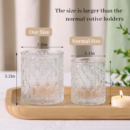 8 Pcs Large Votive Candle Holders Clear Tea Light Candle Holders in Clear, alternate view 2