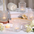 8 Pcs Large Votive Candle Holders Clear Tea Light Candle Holders in Clear, alternate view 4