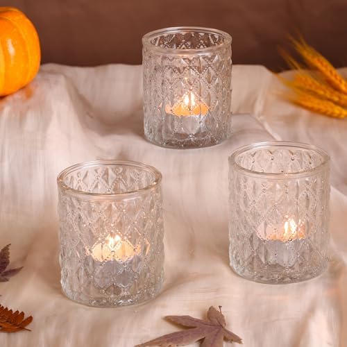 8 Pcs Large Votive Candle Holders Clear Tea Light Candle Holders in Clear, alternate view 6