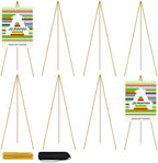8 Pcs Lightweight Easel Stand, 66 Inch, Gold, with Portable Bags in Gold