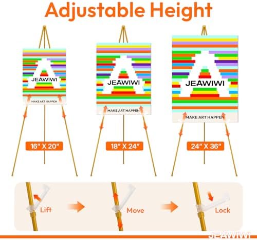 8 Pcs Lightweight Easel Stand, 66 Inch, Gold, with Portable Bags in Gold, alternate view 5