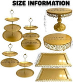8 Pcs Metal Cake Stands Set Tiered Dessert Display, Gold in Gold, alternate view 3
