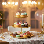 8 Pcs Metal Cake Stands Set Tiered Dessert Display, Gold in Gold, alternate view 7