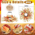 8 Pcs Mini Fall Wreaths for Kitchen Cabinet Thanksgiving Artificial Wreaths Autumn Hanging Wreath Harvest Candle, alternate