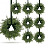 8 PCS Mini Real Touch Christmas Wreaths for Kitchen Cabinets Artificial Norfolk Lifelike Cedar Wreaths with Bow