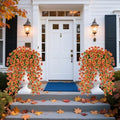 8 Pcs Outdoor Fall Decor, Fall Flowers Artificial For Decoration, Artificial Mums For Outdoors, Fake Mums Faux