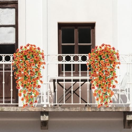 8 Pcs Outdoor Fall Decor, Fall Flowers Artificial For Decoration, Artificial Mums For Outdoors, Fake Mums Faux, alternate