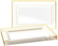 8 PCS Plastic Serving Trays for Party, Clear Gold Rim Platters in Large in Clear