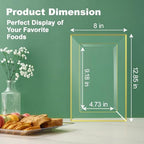 8 PCS Plastic Serving Trays for Party, Clear Gold Rim Platters in Large in Clear, alternate view 3