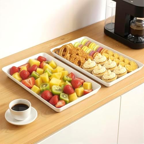 8 pcs Serving Tray for Entertaining, Serving Platters for Snacks, Fruit, Cookies, Dessert, Reusable Plastic, alternate view 2