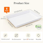 8 Pcs Serving Tray for Party, Reusable Plastic Food Serving Platter in White, alternate view 3