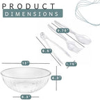 8 Pcs Set Large Plastic Serving Bowls 1.5 Gallon (192 oz), Big Clear Salad Bowl with Tongs, Serving Forks &, alternate view 2