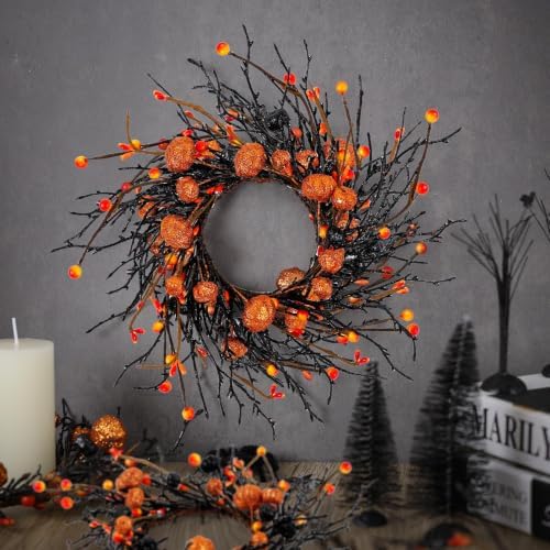 8 PCS Small Halloween Wreaths Mini Black Halloween Candle Rings, alternate view 2