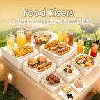 8 Pcs White Acrylic Buffet Risers with 8 Card Holders, Food Display Risers for Buffet Table Party, Multi-Height, alternate