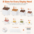 8 Pcs White Acrylic Buffet Risers with 8 Mini Sign and 4 Marker (8PCS), alternate view 2