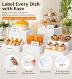 8 Pcs White Acrylic Buffet Risers with 8 Mini Sign and 4 Marker (8PCS), alternate view 3