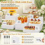 8 Pcs White Acrylic Buffet Risers with 8 Mini Sign and 4 Marker (8PCS), alternate view 7