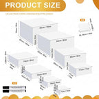 8 Pcs White Acrylic Cube Risers for Buffet Dessert,3-10 Inch in White, alternate view 3