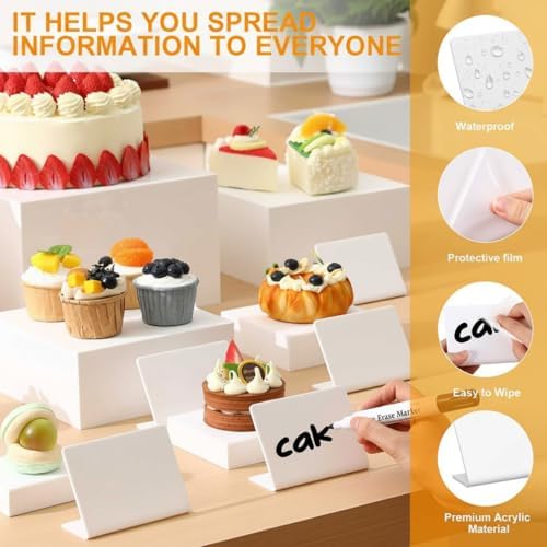 8 Pcs White Acrylic Cube Risers for Buffet Dessert,3-10 Inch in White, alternate view 4