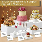 8 Pcs White Acrylic Cube Risers for Buffet Dessert,3-10 Inch in White, alternate view 6